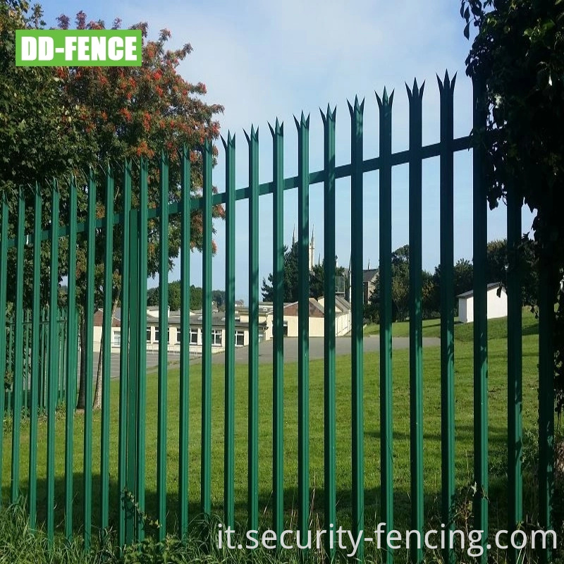 Fence palizzato in acciaio galvanizzato e rivestito in polvere di qualità